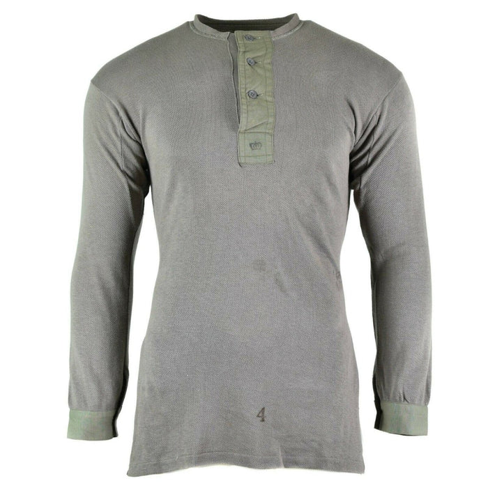 WWII Genuine Swedish army grey shirt military surplus undershirt cold weather - GoMilitar