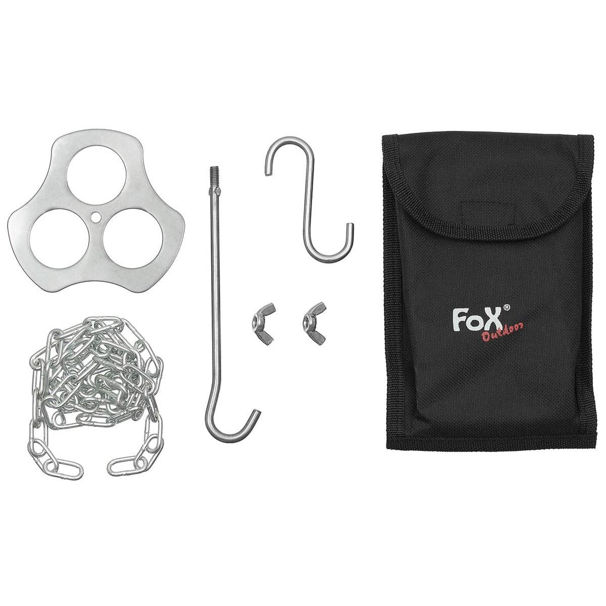 MFH Camping Tripod Pot Holder Cast Chain Outdoor Cooking Campfire Portable Stand