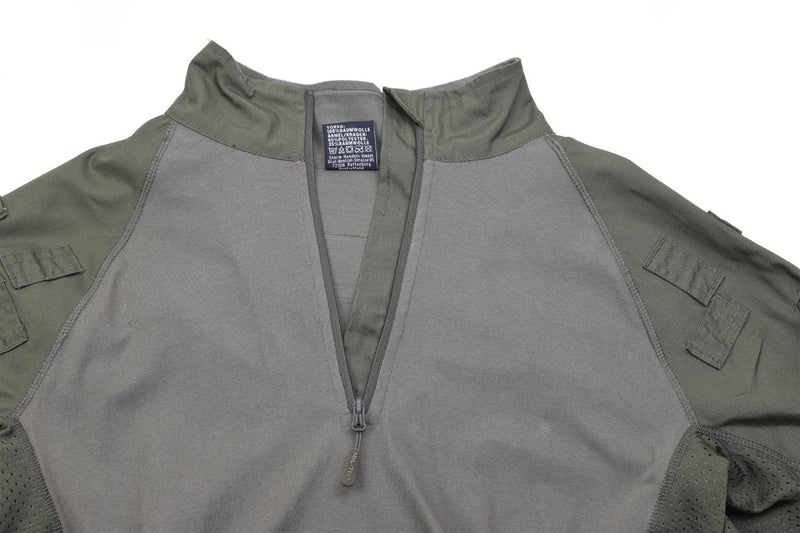 Mil-Tec Brand Military style olive tactical field troops combat shirt half zipped