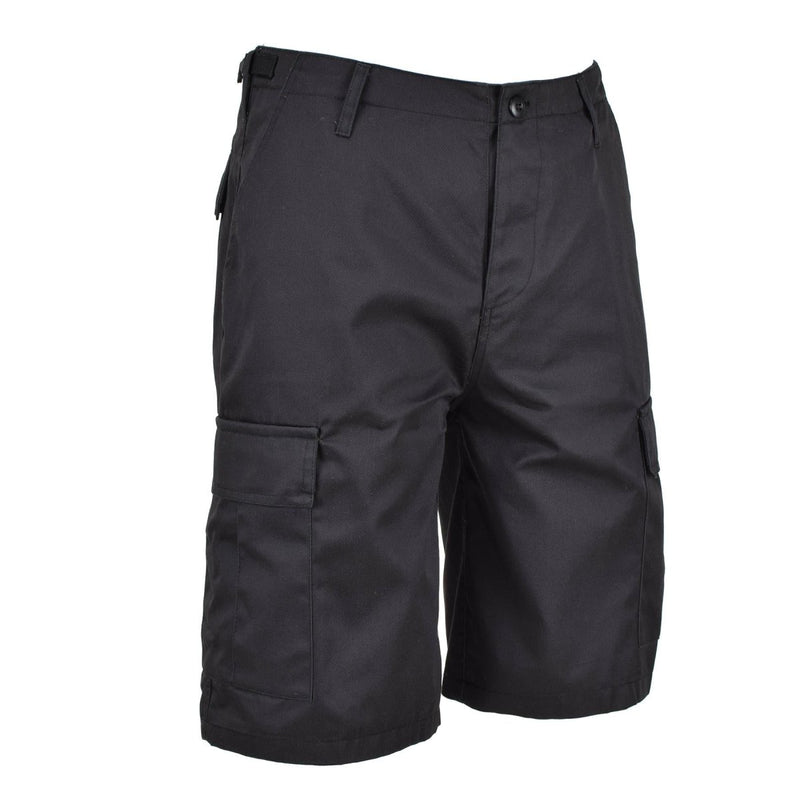 Mil-Tec Brand Military Style troops bermuda combat uniform army shorts black lightweight belt loops adjustable waist